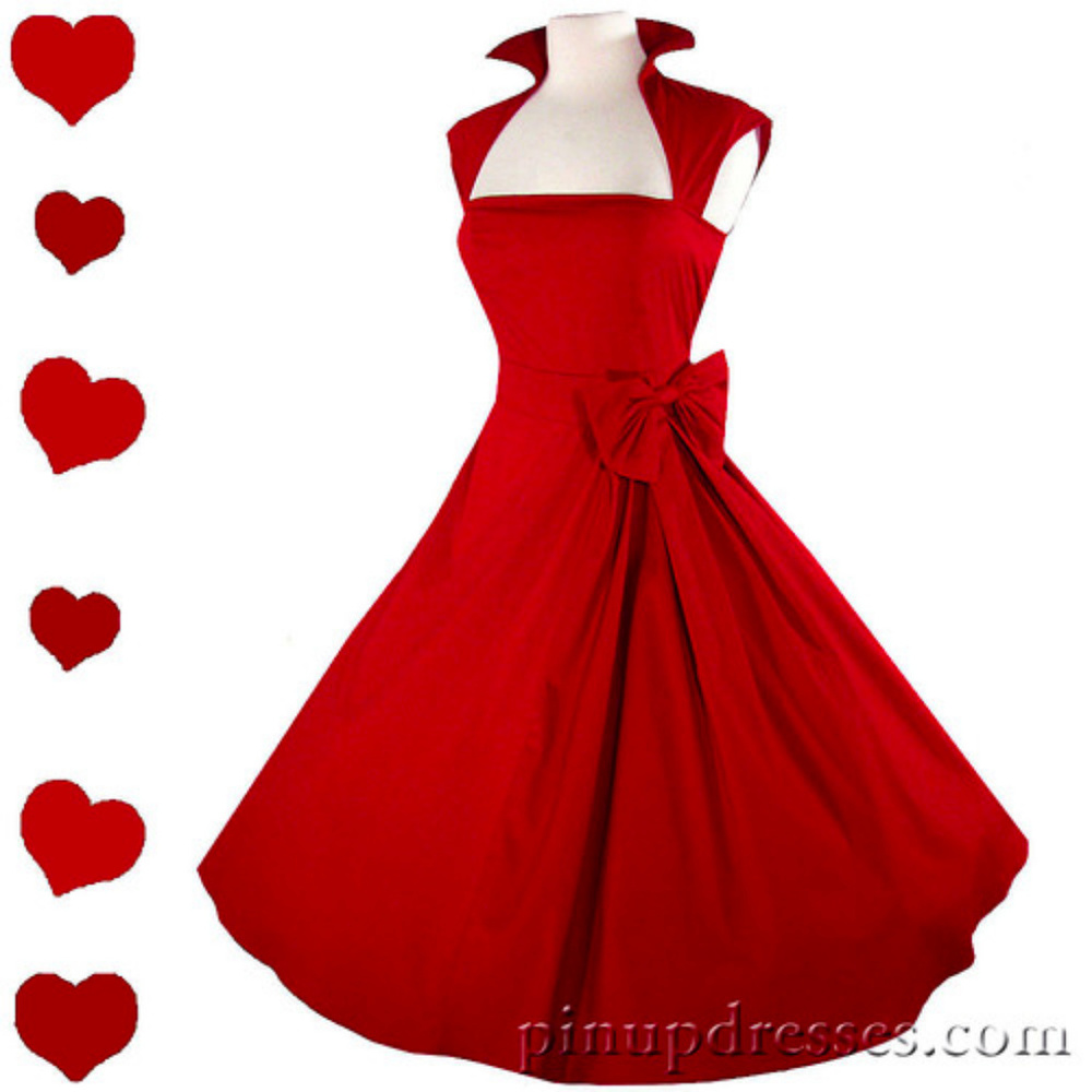 NEW Red Dress 50s Full Skirt Pinup Party S Small